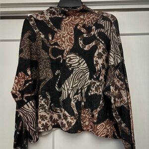 Pilcro for Anthropologie Cashmere elegant Tiger  Print Alani Knit Sweater
